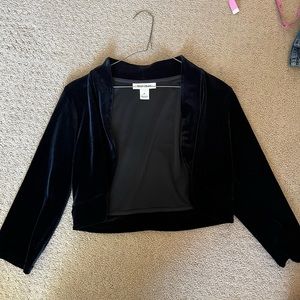 Cropped velvet open jacket